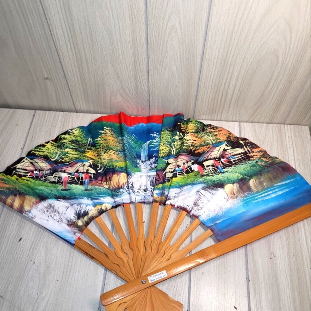 Vintage Hand Painted/Made In Thailand Large Wall Fan Decoration